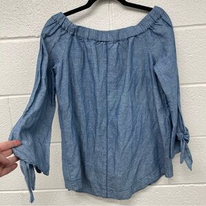 Free People SHOW ME SOME SHOULDER Chambray Off-Shoulder Top XS